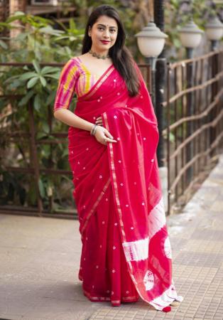 Picture of Sightly Cotton Red Saree