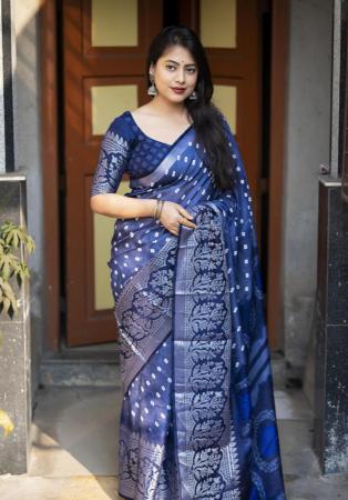 Picture of Comely Silk Dark Slate Blue Saree