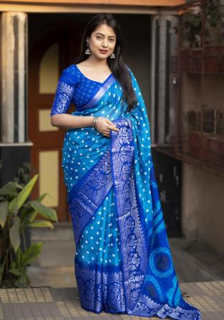 Picture of Statuesque Silk Dark Cyan Saree