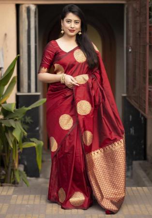 Picture of Bewitching Silk Dark Red Saree