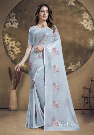 Picture of Ravishing Silk Light Steel Blue Saree