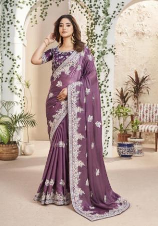 Picture of Elegant Net & Silk Dark Olive Green Saree