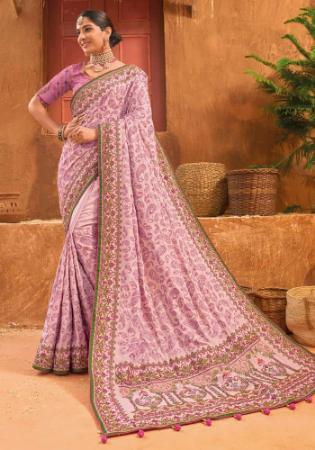 Picture of Pretty Silk Pale Violet Red Saree