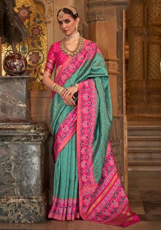 Picture of Stunning Silk Medium Sea Green Saree