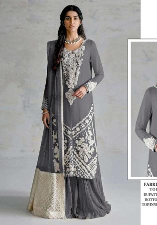 Picture of Georgette Dark Slate Grey Straight Cut Salwar Kameez