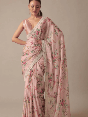 Picture of Delightful Chiffon Rosy Brown Saree