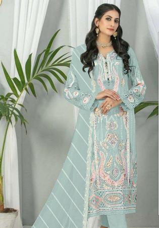 Picture of Georgette Sky Blue Straight Cut Salwar Kameez