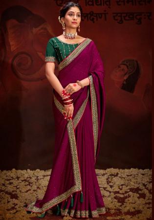 Picture of Enticing Georgette Dark Magenta Saree