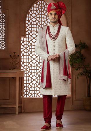 Picture of Enticing Satin Rosy Brown Sherwani