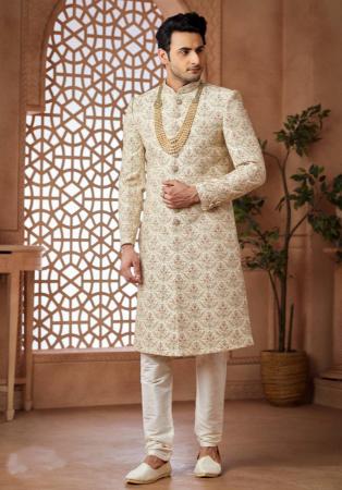 Picture of Exquisite Satin Tan Sherwani