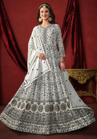 Picture of Ravishing Georgette Off White Anarkali Salwar Kameez