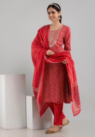 Picture of Rayon & Cotton Dark Red Readymade Salwar Kameez