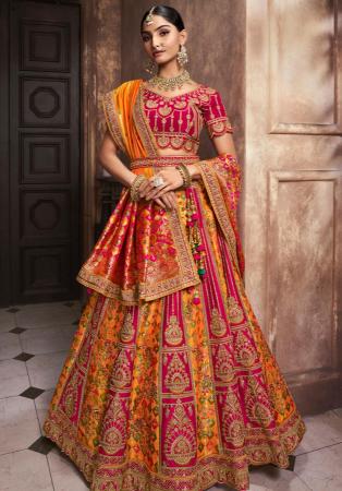 Picture of Lovely Silk Dark Olive Green Lehenga Choli