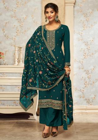 Picture of Georgette Midnight Blue Straight Cut Salwar Kameez