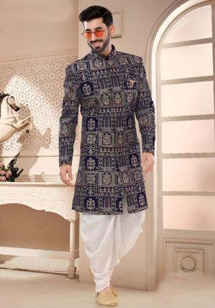 Picture of Magnificent Silk Navy Blue Kurtas