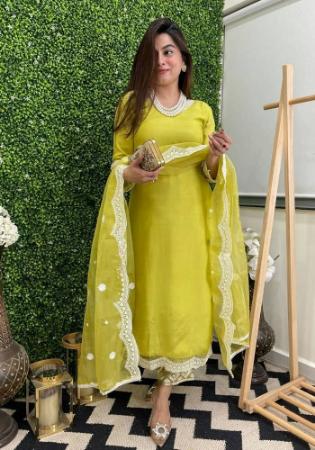 Picture of Beautiful Chiffon Yellow Readymade Salwar Kameez