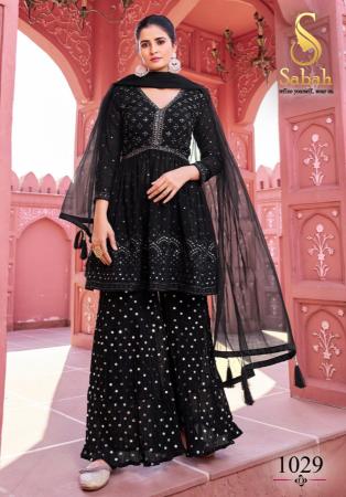 Picture of Pretty Georgette Black Straight Cut Salwar Kameez