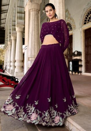 Picture of Magnificent Georgette Dark Magenta Lehenga Choli