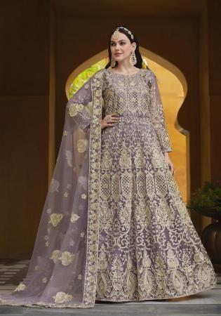 Picture of Comely Net Dim Gray Anarkali Salwar Kameez