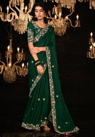 Picture of Sublime Chiffon Forest Green Saree