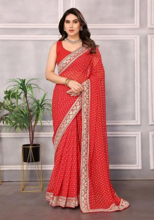 Picture of Charming Georgette Crimson Saree