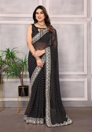 Picture of Fascinating Georgette Black Saree