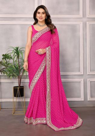 Picture of Bewitching Georgette Medium Violet Red Saree