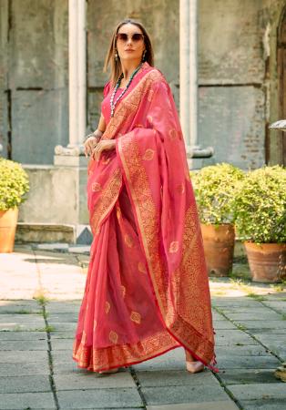 Picture of Resplendent Silk Salmon Saree