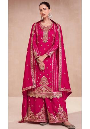 Picture of Shapely Silk Crimson Straight Cut Salwar Kameez