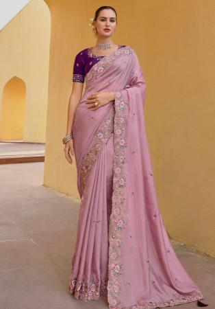 Picture of Delightful Silk & Organza Rosy Brown Saree