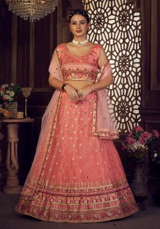 Picture of Good Looking Silk Indian Red Lehenga Choli