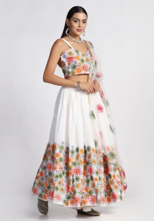 Picture of Nice Silk Off White Lehenga Choli