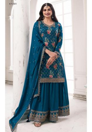 Picture of Admirable Chiffon Navy Blue Straight Cut Salwar Kameez