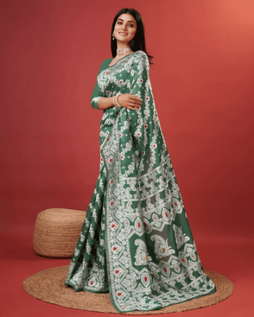 Picture of Marvelous Cotton Sea Green Saree