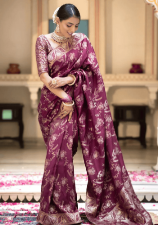 Picture of Comely Silk Dark Magenta Saree