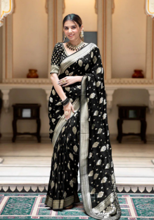 Picture of Excellent Silk Black Saree