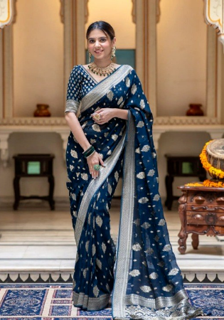 Picture of Ravishing Silk Navy Blue Saree