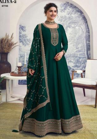 Picture of Admirable Silk Dark Green Anarkali Salwar Kameez