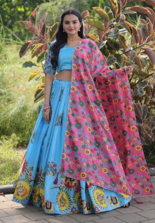 Picture of Alluring Silk Sky Blue Lehenga Choli