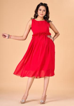 Picture of Lovely Georgette Crimson Kurtis & Tunic