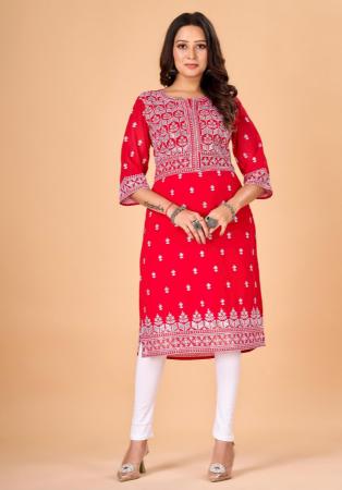 Picture of Amazing Georgette Red Kurtis & Tunic