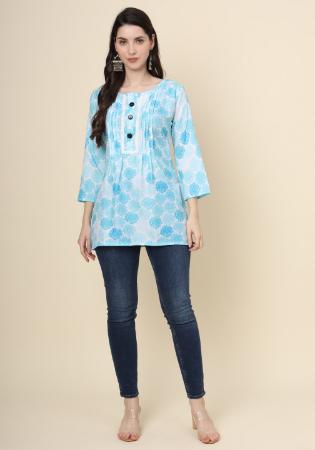 Picture of Sightly Cotton Pale Turquoise Kurtis & Tunic