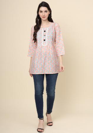 Picture of Graceful Cotton Pink Kurtis & Tunic