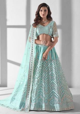 Picture of Good Looking Georgette Cadet Blue Lehenga Choli