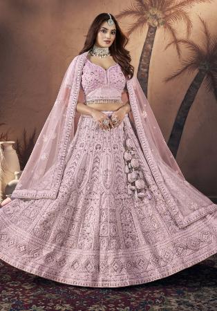 Picture of Superb Net Rosy Brown Lehenga Choli