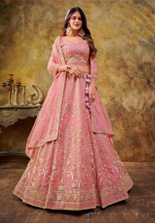 Picture of Georgette & Net Pale Violet Red Lehenga Choli