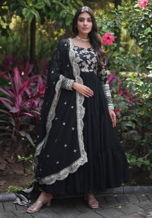 Picture of Comely Cotton & Georgette Black Readymade Gown