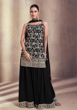 Picture of Taking Georgette Black Straight Cut Salwar Kameez