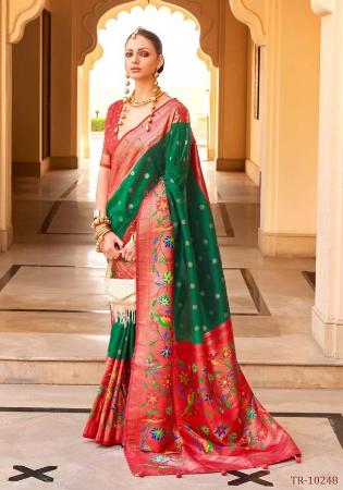 Picture of Bewitching Silk Forest Green Saree