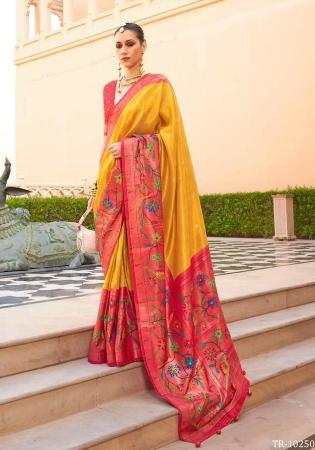 Picture of Elegant Silk Golden Rod Saree